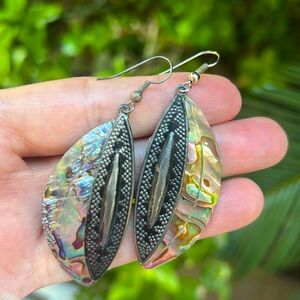 Vintage Abalone Shell Teardrop Earrings